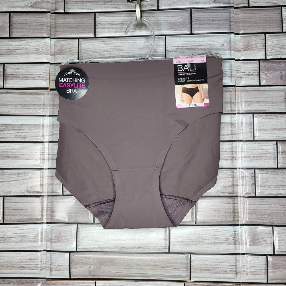 NWT BALI Easylite Smooth Comfort Hipster Panty Gray/Purple Med/6
